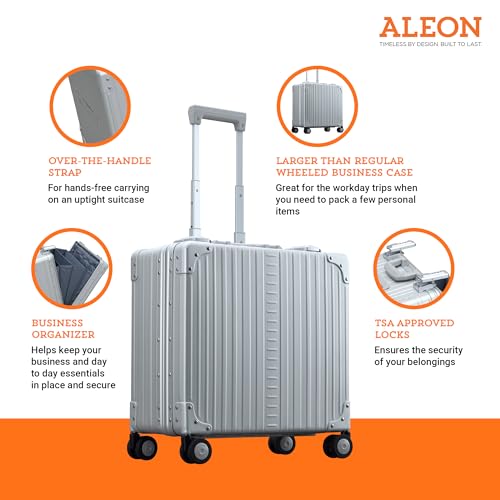 All Aluminum Lightweight 17" Deluxe Rolling Laptop Catalog Case for Men and Women | Vertical Opening Carry-On Bag with TSA Locks and Aircraft-Grade Aluminum Frame - Optimal Travel Companion (Platinum) - color: Platinum