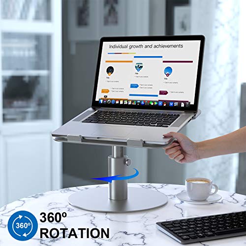 Adjustable Laptop Stand, Aluminum Laptop Riser, Multi-Angle Height Adjustable 360°Rotation Notebook Stand Desktop Holder Compatible with Mac MacBook Pro Air, Lenovo, Dell XPS, HP(10-17") - color: B-silver