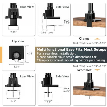 Monitor-Arm Ultrawide Heavy Duty 24-57'' - Aluminum Single Monitor Mount Holds up to 59.4lbs, Adjustable Desk Mount Stand, VESA 75/100 mm, Black - size: Standard