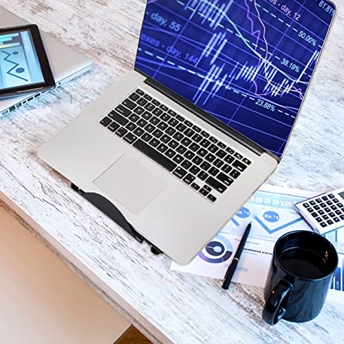 Ergonomic Laptop Tablet Stand Metal Mesh Ventilated Desktop Adjustable Computer Holder Riser Compatible with Apple MacBook Air Pro Dell XPS HP Samsung Lenovo More Laptops up to 16" (Black) - color: Black