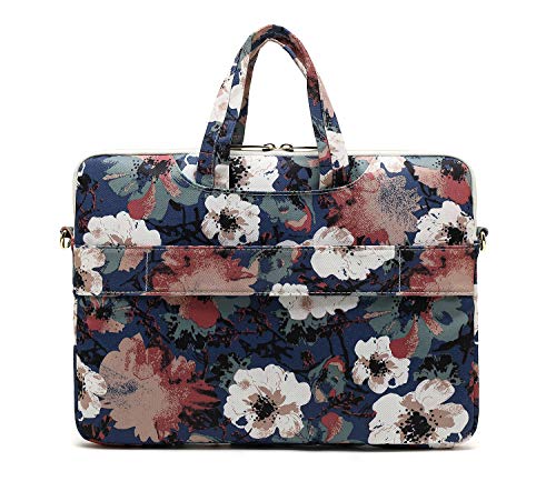 Camellia Pattern Laptop Shoulder Messenger Case Bag With 270 Degree Rebound Bubble Protection For Macbook Pro 15 and 15 inch-15.6 inch Laptop - color: ‎camellia(270 Cushioned)