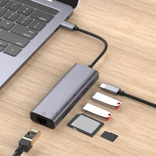 USB-C Hub Compatible with Samsung Galaxy Tab S11 (2025)/Ultra (2025) - 6-in-1 Adapter RJ45 Ethernet Port Type-C PD Charger Card Reader Network