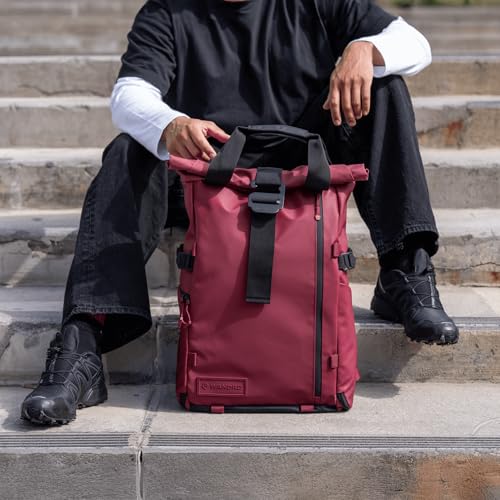 WANDRD PRVKE Rolltop 31L V4 Camera Backpack – Expandable Weatherproof Travel Bag with Laptop Sleeve and Clamshell Opening - color: Black, size: 31L (Bag Only), style: Rolltop