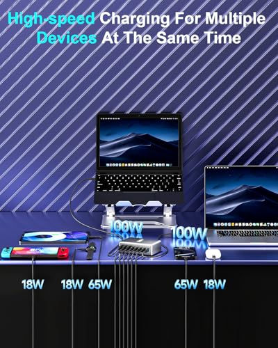 440W USB C Fast Charger Block, Multi-port USB Charging Station, GaN Ⅲ Double 100W PD PPS Port Fast Charging Station for Multiple Devices,Laptop Wall Charger Compatible with MacBook, iPhone 17,iPad etc - size: 440W