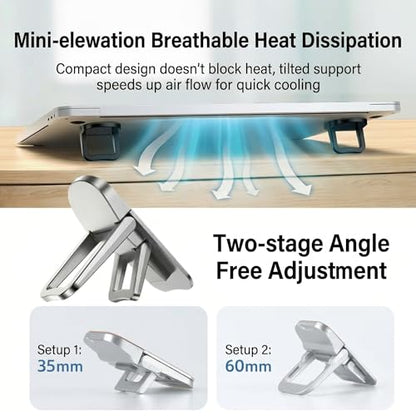 2PCS Laptop Stand Portable,Adjustable Laptop Riser, Ergonomic Cooling Mini Invisible Notebook Stand Riser for Desk Computer Keyboard Universal 10-17 Inch (Silver) - color: Silver