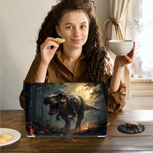 Laptop Skin Sticker Decal 15.6 Inch,12 13 13.3 14 15 15.6 in Laptop Netbook Skins for Notebook,Art Decal Removable Waterproof Scratch Resistant,Universal Vinyl Cover,Dinosaur Forest Moon - color: Dinosaur Forest Moon