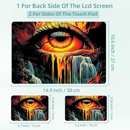 Universal Laptop Skin Decal, 3-Piece Vinyl Protector for 12 13 14 15.6" Notebook, Waterproof Anti-Scratch, Easy Trim & Bubble-Free Finish, Eye with a Waterfall - color: Eye with a Waterfall