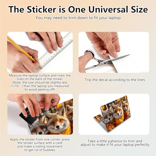 Laptop Skin Sticker Decal 15.6 Inch,12 13 13.3 14 15 15.6 in Laptop Netbook Skins for Notebook,Art Decal Removable Waterproof Scratch Resistant,Universal Vinyl Cover,Cute Fox Winter - color: Cute Fox Winter