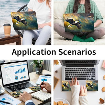 15.6 Inch Laptop Skin Sticker, Reusable Vinyl Cover Protector with 2 Wrist Pad Skins, Removable Waterproof Scratch-Resistant for 12-15.6 Inch Laptop Notebook,Majestic Bald Eagle - color: Majestic Bald Eagle