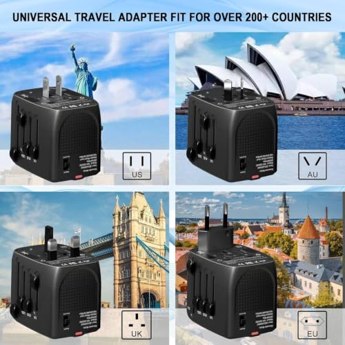 Travel Converter Adapter Voltage Converter that Steps Down 220 Volts to 110 Volts for use in Over 200 Countries,Including The U.S., U.K., Europe, and Australia (Black)