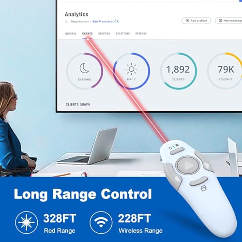 QUI Presentation Clicker Wireless Presenter Remote, Blue, A | Clicker for PowerPoint Presentation Remote, PowerPoint Slide Advancer for Mac/Windows/Google Slide/Keynote - color: Blue