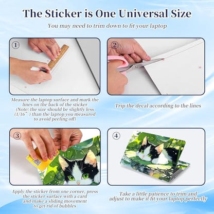 Universal Laptop Protective Skin,Trim-to-Fit Vinyl Sticker for 13–16 Inch Laptop,MacBook,Tablet & Notebook,Scratch-Proof Waterproof Cover,Cat On Lily Pad Pond - color: Cat On Lily Pad Pond