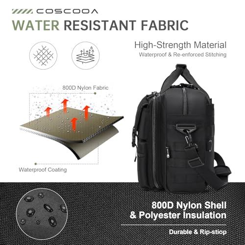 Large Tactical Laptop Bag for Men, Military 17.3 Inch Computer Bag Briefcase with Passport Wallet, Carry on Messenger Bag - color: Black