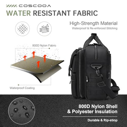 Large Tactical Laptop Bag for Men, Military 17.3 Inch Computer Bag Briefcase with Passport Wallet, Carry on Messenger Bag - color: Black