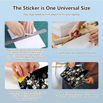 Universal Laptop Skin Sticker with 2 Wrist Pad Skins, Waterproof Scratch Resistant Vinyl Laptop Cover Decal, Cut to Fit for 11–15.6 Inch MacBook HP Dell Lenovo, Jasmine - color: Jasmine