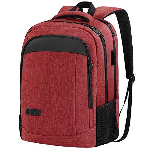 Monsdle Travel Laptop Backpack Anti Theft Backpacks with USB Charging Port, Travel Backpacks Business Work Bag 15.6 Inch College Computer Bag for Men Women, Red