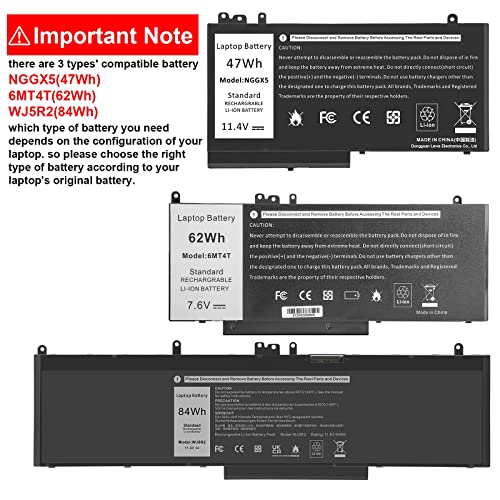 Futurebatt E5470 E5570 Battery for Dell Latitude Notebook 15.6 inch.p/n:Battery 7V69Y TXF9M 79VRK 07V69Y 6MT4T[7.6V 62Wh] - size: 6MT4T 10.83*5.12*0.73in