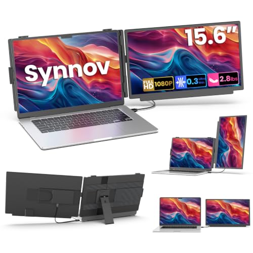 Laptop Screen Extender, 15.6" 1080P FHD Detachable & Portable Dual Monitor | Fit for 14-17.3" Laptops, Plug & Play, Travel Monitor Extender, Built in Speakers, Compatible with Wins/Mac/Chrome/Android - color: Black