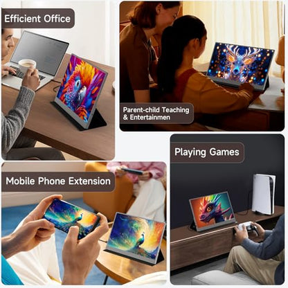 AYY Portable Monitor 15.6inch 1080P FHD, USB-C HDMI Computer Display, HDR IPS Gaming Monitor w/Premium Smart Cover & Screen Protector, Dual Speakers, for Laptop PC MAC Phone PS4 Xbox Switch, Grey - size: 15.6 inch, style: 60Hz/IPS/eyes care