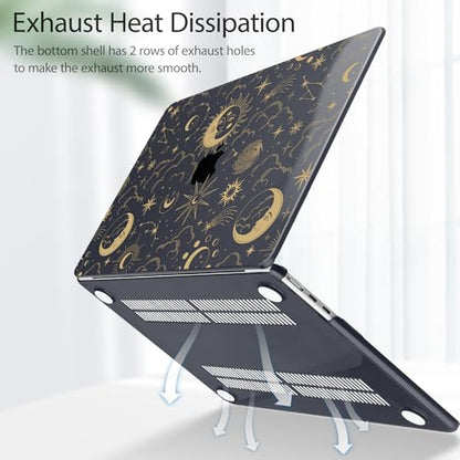 Tuiklol for MacBook Air 13 inch Case M5 2026 M4 2025 M3 2024 M2 2022 Release Model A3449 A3240 A3113 A2681,Plastic Hard Shell Cover for MacBook Air 13.6 with Touch ID, Moons and Stars - color: Moons and stars