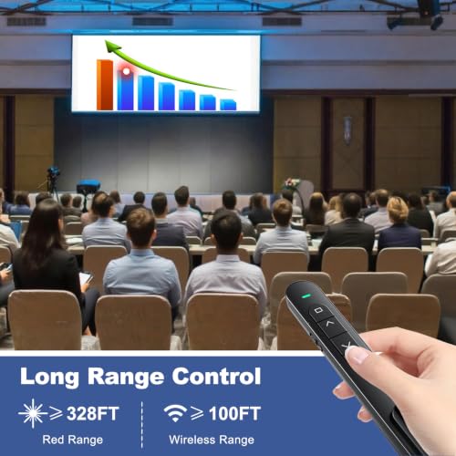 QUI Presentation Clicker with Volume Control, Wireless Presenter Remote | Plug & Play 2.4GHz USB Slide Advancer Compatible with Mac/Windows, Works with PowerPoint, Keynote, and Google Slides - color: Black, size: S