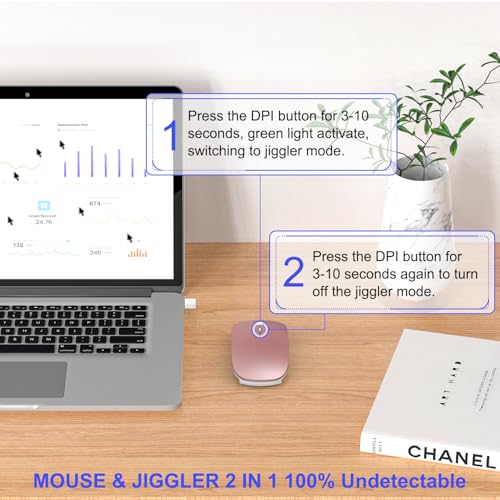 Bluetooth Wireless Mouse for MacBook Air Mac Pro Laptop Computer iPad Pad PC Laser Optical Rechargeable Mini Slim Silent Mouse Widely Used Desktop Hp iMac with USB-A/C& Mouse Jiggler(Rose Gold) - color: Rose Gold
