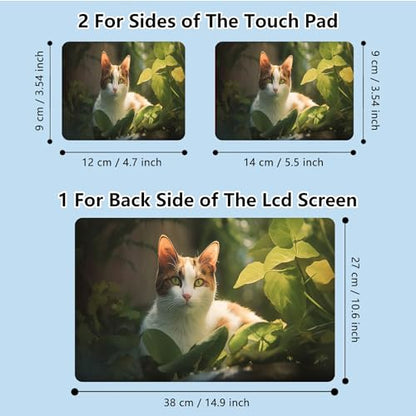 Universal Laptop Skin Sticker with 2 Wrist Pad Skins, Waterproof Scratch Resistant Vinyl Laptop Cover Decal, Cut to Fit for 11–15.6 Inch MacBook HP Dell Lenovo, Cat - color: Cat
