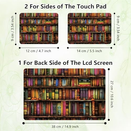 Laptop Skin Sticker Decal, Universal Reusable Vinyl Laptop Cover for 12" 13" 13.3" 14" 15" 15.4" 15.6" Notebook PC, Waterproof Scratch-Resistant with 2 Wrist Pads, Easy to Apply & Remove,Bookshelf Art - color: Bookshelf Art