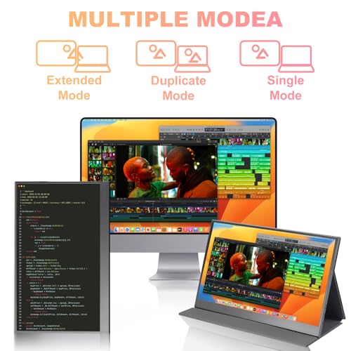 15.6 inch Portable Monitor,1080P USB-C HDMI,Portable Monitor for Laptop, HDR Plug&Play,PC,Mac,Phone,PS,Xbox,Swich,IPS Ultra-Thin Zero Frame, Metal Case