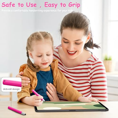 4 Pack Kid-Friendly Pens for Touch Screens, Stylus Pens Compatible with Kindle, iPad, iPhone, Tablets (Pink+Rose Pink+Yellow+Blue) - color: Pink+Rose Pink+Yellow+Blue