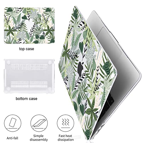 for MacBook Air 13 inch Case 2026 M5 A3449 2025 M4 A3240 2024 M3 A3113 2022 2023 A2681 M2 Chip, Plastic Pattern Hard Shell Case Cover for Mac Air 13.6 M5 2026 Touch ID, Tropical Green Leaves - color: Tropical Green Leaves