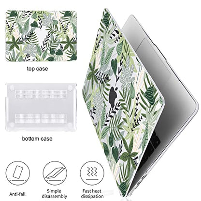 for MacBook Air 13 inch Case 2026 M5 A3449 2025 M4 A3240 2024 M3 A3113 2022 2023 A2681 M2 Chip, Plastic Pattern Hard Shell Case Cover for Mac Air 13.6 M5 2026 Touch ID, Tropical Green Leaves - color: Tropical Green Leaves