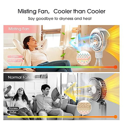 Ausic Misting Portable Stroller Fan, 100ml Mister Fan for Stroller, Safe Rechargeable Battery Baby Fans, Baby Essentials, Clip on Fans with Water Spray for Car Seat, Crib, Treadmill, Outdoor, Beach