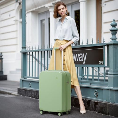 mixi Carry on Luggage, 20'' Suitcase Spinner Wheels Luggage Hardshell Lightweight Rolling Suitcases PC with Cover & TSA Lock for Business Travel, Avocado Green - color: Avacado Green, size: 20in Carry on