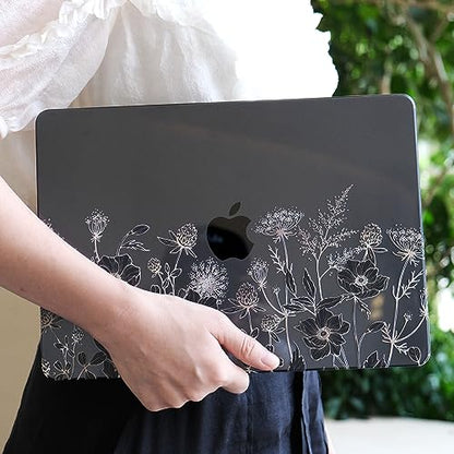MEEgoodo Case for M5/M4/M3/M2 MacBook Air 13 inch Case 2026 2025 2024 2022, Fit Model A3449/A3240/A3113/A2681, Laptop Hard Shell Compatible with MacBook Air 13.6-inch, Golden Flowers & Herbs - color: Golden Flowers & Herbs