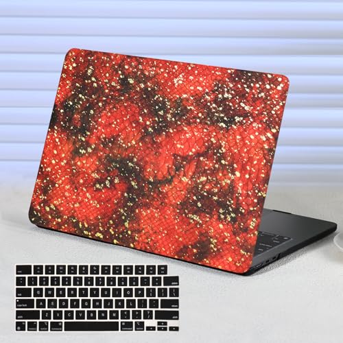 Funut for MacBook Air 13 Inch Case 2026 2025-2022 M5 M4 M3 M2 A3449 A3240 A3113 A2681, Luxury Snake PU Leather Scratch & Shockproof Hard Shell Case & Keyboard Cover,Snake Skin Red - color: Snake Brown, size: 2022-2026 MacBook Air 13.6 inch M2 M3 M4 M5