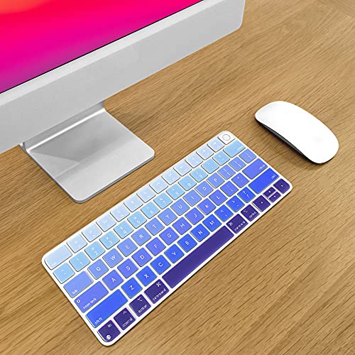 ProElife Keyboard Cover for Apple Magic Keyboard 3 with Touch ID A3118 | Ombre Blue, Non-interference Design for ID Key, Dust-proof, Silicone Protective Skin, Precision Molded, Washable & Reusable - color: Ombre Blue
