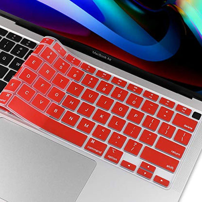 Batianda Premium Ultra Thin Keyboard Cover for MacBook Air 13 inch A2337 M1 Chip with Touch ID & Retina Display (2020 Release) Soft-Touch Protective Skin,Red - color: Red
