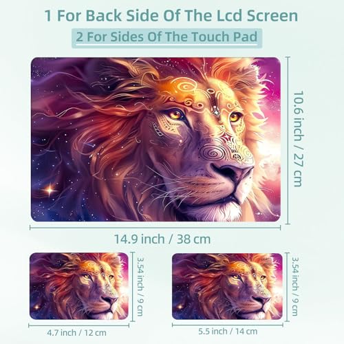 Universal Laptop Skin Decal, 3-Piece Vinyl Protector for 12 13 14 15.6" Notebook, Waterproof Anti-Scratch, Easy Trim & Bubble-Free Finish, Beautiful Lion - color: Beautiful Lion