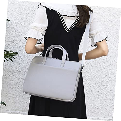 Uonlytech Laptop Carrying Bag PU Leather Tablet Case with Double Zipper Design for Devices Stylish Business Tote for Work Travel College