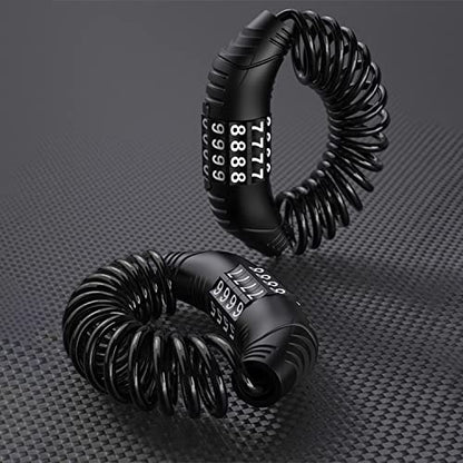 Windance 2pcs Motorcycle Helmet Lock Cable, Anti-Theft Retractable Luggage Lock with 4 Digit Password Combination Security Lock (Black 2pcs) - color: Black 2pcs