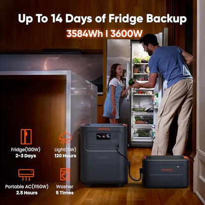 Jackery HomePower 3600 Plus Portable Power Station, 3600W AC Output, 3584Wh LFP Solar Generator, Expandable up to 21kWh, Essential Home Backup for Home Use, Emergencies, RV (Solar Panel Optional)