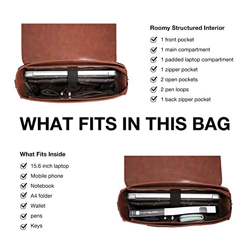 ECOSUSI Women's Briefcase Vegan Leather Laptop Bag for Work Shoulder Computer Satchel Bag with Detachable Bow - color: L-coffee