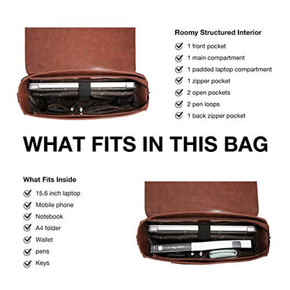 ECOSUSI Women's Briefcase Vegan Leather Laptop Bag for Work Shoulder Computer Satchel Bag with Detachable Bow - color: L-coffee