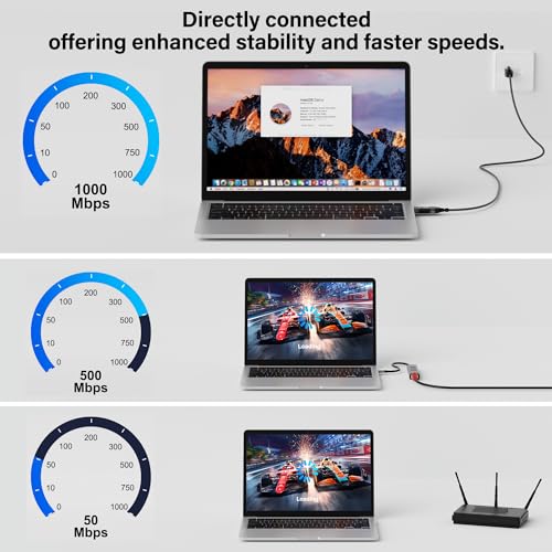 Kxable Slim USB to Ethernet Cable 10 FT, USB 3.0 A to RJ45 Thin Cord, Directly Connected, Aluminum, Braided, OFC, USB to RJ45 Gigabit LAN Network Cable for Laptop, PC, Switch and More, OD: 3.6mm - size: 10 Feet, style: USB A to Ethernet
