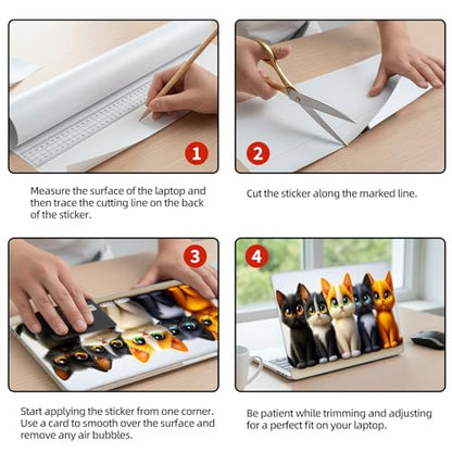 Universal Laptop Skin Sticker Decal, 12"-15.6" Aesthetic Vinyl Wrap, Cute Kittens Group Waterproof Notebook Cover Art Protector for MacBook HP Dell Lenovo, Fits 13" 14" 15" 15.6" - color: Cute Kittens Group