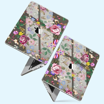 for New MacBook Pro 14 inch Case 2026 2025 M5 2024 M4 2023 Release– Aesthetic Floral Design Clear Laptop Shell 6-in-1 Bundle with TPU Keyboard Cover & OTG Adapters, Bright Flowers - color: Bright flowers