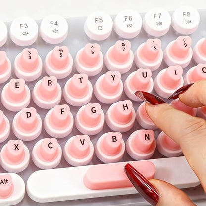 Heart-Shaped Silicone Keyboard Stickers for Long Nails with Letters | Reusable Non-Slip Keys Cover, Universal Fit for All Keyboards | Washable, Anti-Static & Portable (70 Pcs) - size: Keyboard Stickers