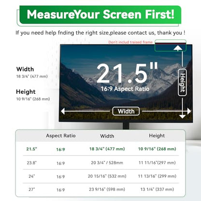[2 Pack] Magnetic Hanging 21.5 in Computer Anti Blue Light Screen Protector for16:9 Aspect Ratio Widescreen Monitor, Eye Protection Anti-Glare Light LED PC Screen Protector, Removable 21.5in Protective Film - size: 21.5 inch