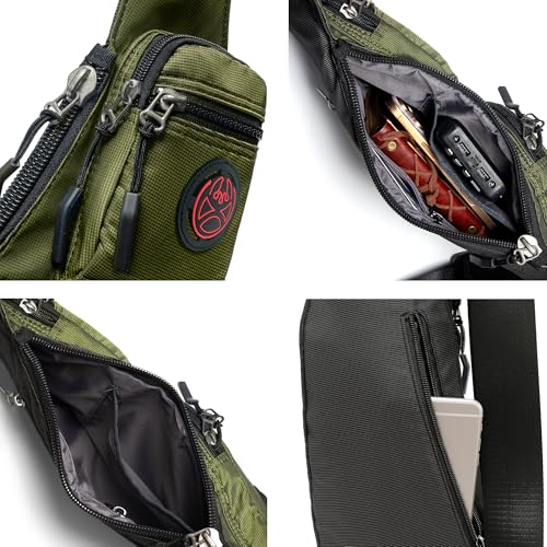 NICGID Sling Bag Chest Shoulder Backpack Crossbody Daypack for Men Women | Travel Outdoor Hiking Concealed Carry Fishing Fanny Tool Small Casual - color: Army Green-2620n